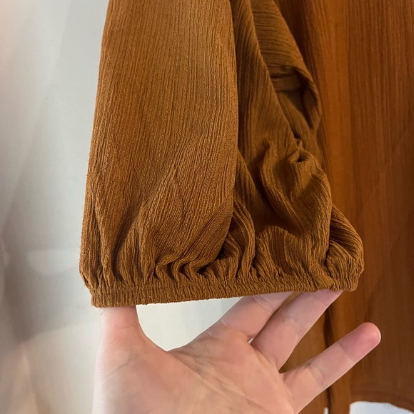 Ava & Viv guaze blouse top womens 2x burnt orange brown peasant boho bishop soft - Picture 2 of 11